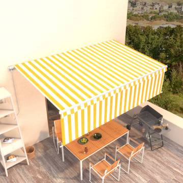 Manual Retractable Awning 5x3m Yellow & White | Hipomarket