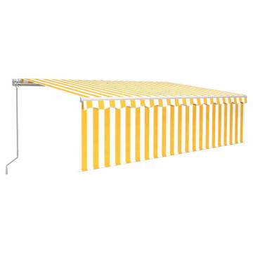 Manual Retractable Awning 5x3m Yellow & White | Hipomarket