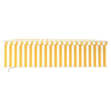 Manual Retractable Awning 5x3m Yellow & White | Hipomarket