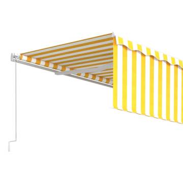 Manual Retractable Awning 5x3m Yellow & White | Hipomarket