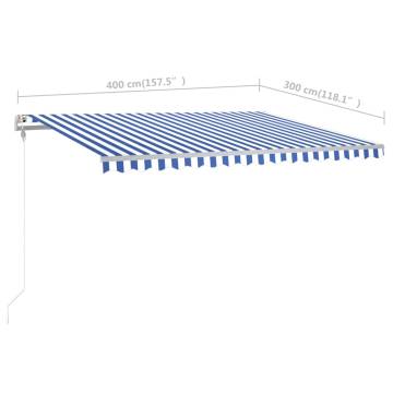 Manual Retractable Awning 4x3m Blue & White - Hipomarket