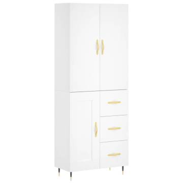 Stylish Highboard White - 69.5x34x180 cm Engineered Wood