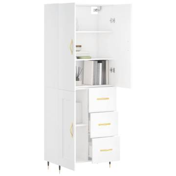 Stylish Highboard White - 69.5x34x180 cm Engineered Wood