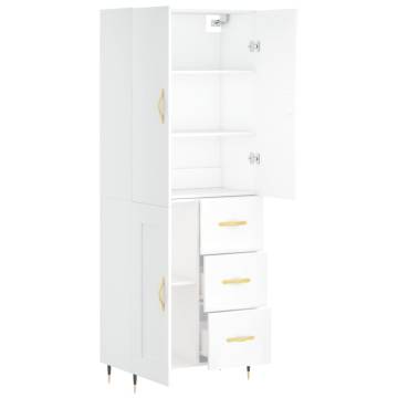 Stylish Highboard White - 69.5x34x180 cm Engineered Wood