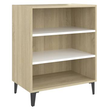 Stylish White and Sonoma Oak Sideboard - 57x35x70 cm