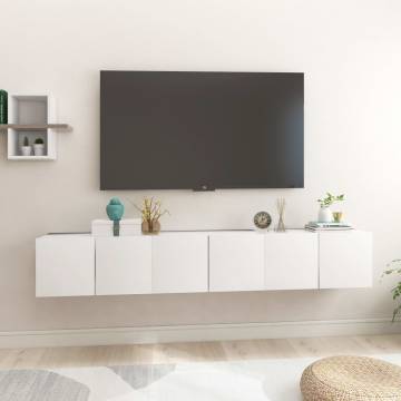 Modern White Hanging TV Cabinets Set - 3 pcs 60x30x30 cm