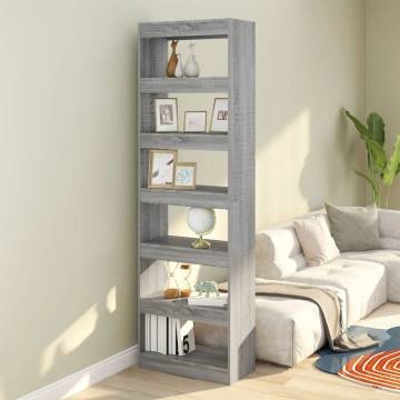 Stylish Grey Sonoma Book Cabinet & Room Divider | Hipomarket