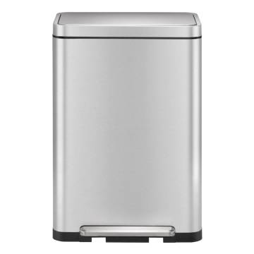 EKO Pedal Bin X-Cube 45L - Stylish Matte Silver Trash Can