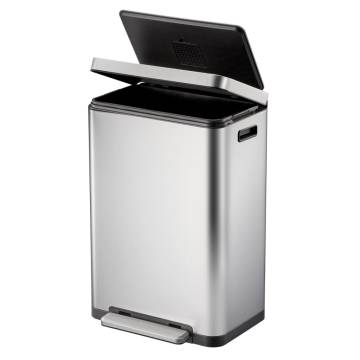 EKO Pedal Bin X-Cube 45L - Stylish Matte Silver Trash Can