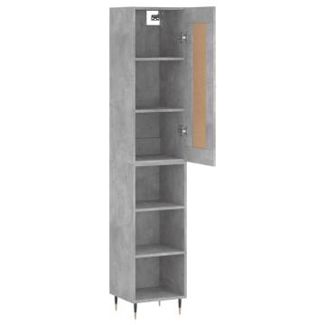 Stylish Highboard in Concrete Grey - 34.5x34x180 cm