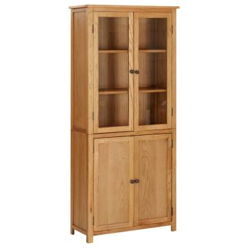 Solid Oak Bookcase with 4 Doors - Vintage Charm | HipoMarket