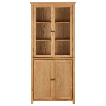 Solid Oak Bookcase with 4 Doors - Vintage Charm | HipoMarket