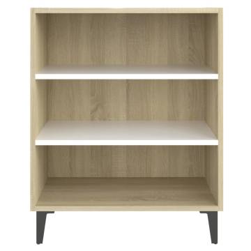 Stylish White and Sonoma Oak Sideboard - 57x35x70 cm