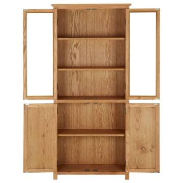 Solid Oak Bookcase with 4 Doors - Vintage Charm | HipoMarket