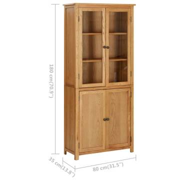 Solid Oak Bookcase with 4 Doors - Vintage Charm | HipoMarket