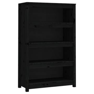 Stylish Black Book Cabinet - Solid Pine Wood 80x35x126 cm