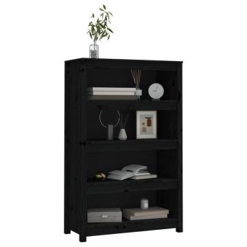 Stylish Black Book Cabinet - Solid Pine Wood 80x35x126 cm