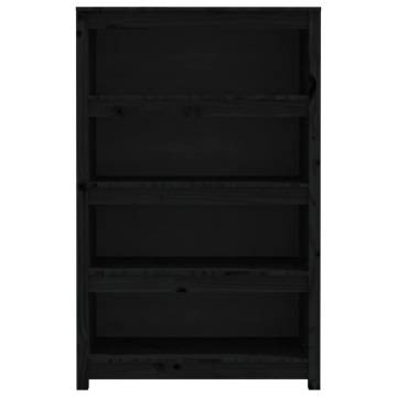 Stylish Black Book Cabinet - Solid Pine Wood 80x35x126 cm