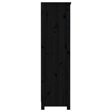 Stylish Black Book Cabinet - Solid Pine Wood 80x35x126 cm