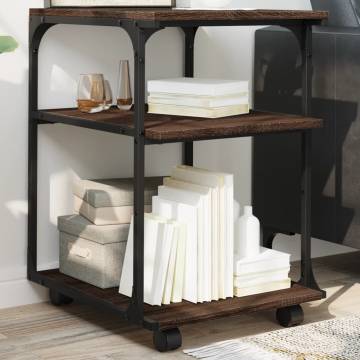 3-Tier Printer Stand - Brown Oak Engineered Wood | Hipo Market