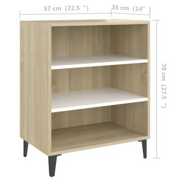 Stylish White and Sonoma Oak Sideboard - 57x35x70 cm