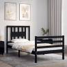 Stylish Black Bed Frame with Headboard - 90x200 cm Pine Wood