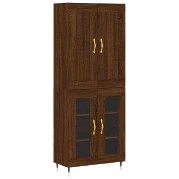 Stylish Highboard Brown Oak - 69.5x34x180 cm | Hipo Market