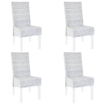 Set of 4 Light Brown Kubu Rattan Dining Chairs - Hipomarket