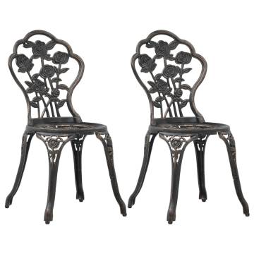 Bistro Chairs 2 pcs Bronze Cast Aluminium - Stylish & Durable