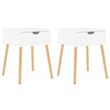 High Gloss White Bedside Cabinets - 2pcs - Modern Design