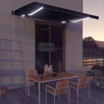 Manual Retractable Awning with LED - 450x300 cm Anthracite