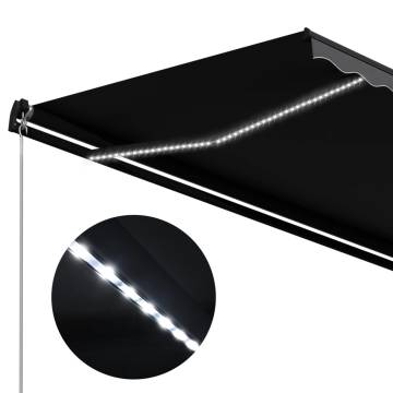 Manual Retractable Awning with LED - 450x300 cm Anthracite