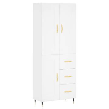 Stylish Highboard White 69.5x34x180 cm - Hipomarket