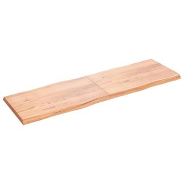 Live Edge Solid Oak Table Top - Light Brown 200x60cm