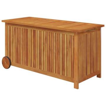 Garden Storage Box with Wheels - Solid Acacia Wood 113x50x58 cm