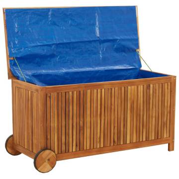 Garden Storage Box with Wheels - Solid Acacia Wood 113x50x58 cm