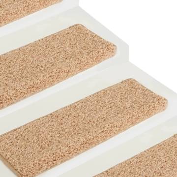 Gold Carpet Stair Treads - 15 pcs | Non-Slip & Stylish