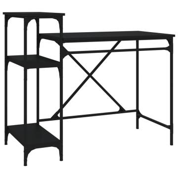 Industrial Black Desk with Shelves - 105x50x90 cm