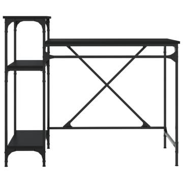 Industrial Black Desk with Shelves - 105x50x90 cm