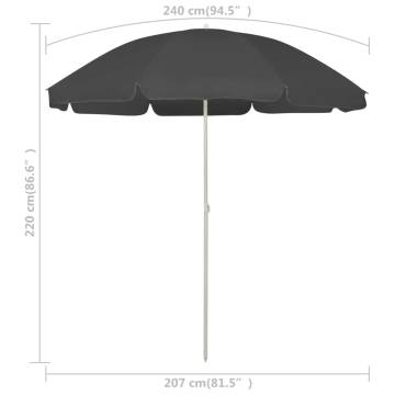 Beach Umbrella Anthracite 240 cm - UV Protective Design