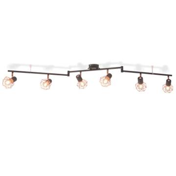 Ceiling Lamp with 6 Spotlights E14 Black and Copper | HipoMarket