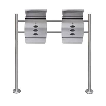 Stainless Steel Double Mailbox on Stand | Sleek & Modern Design