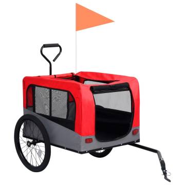 2-in-1 Pet Bike Trailer & Jogging Stroller | Red & Grey