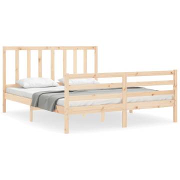 King Size Solid Wood Bed Frame with Headboard | HipoMarket