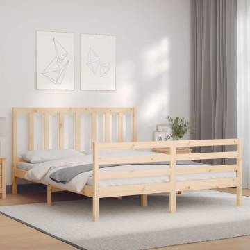 King Size Solid Wood Bed Frame with Headboard | HipoMarket