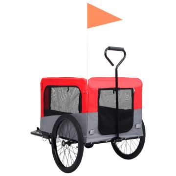 2-in-1 Pet Bike Trailer & Jogging Stroller | Red & Grey