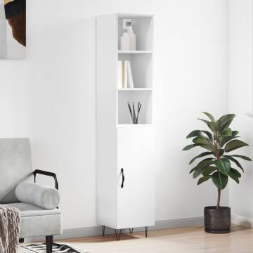 Stylish Highboard White 34.5x34x180 cm - Durable Engineered Wood