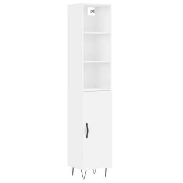 Stylish Highboard White 34.5x34x180 cm - Durable Engineered Wood