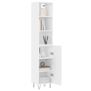 Stylish Highboard White 34.5x34x180 cm - Durable Engineered Wood