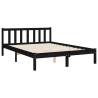 Black Bed Frame with Headboard 140x190 cm - Solid Wood